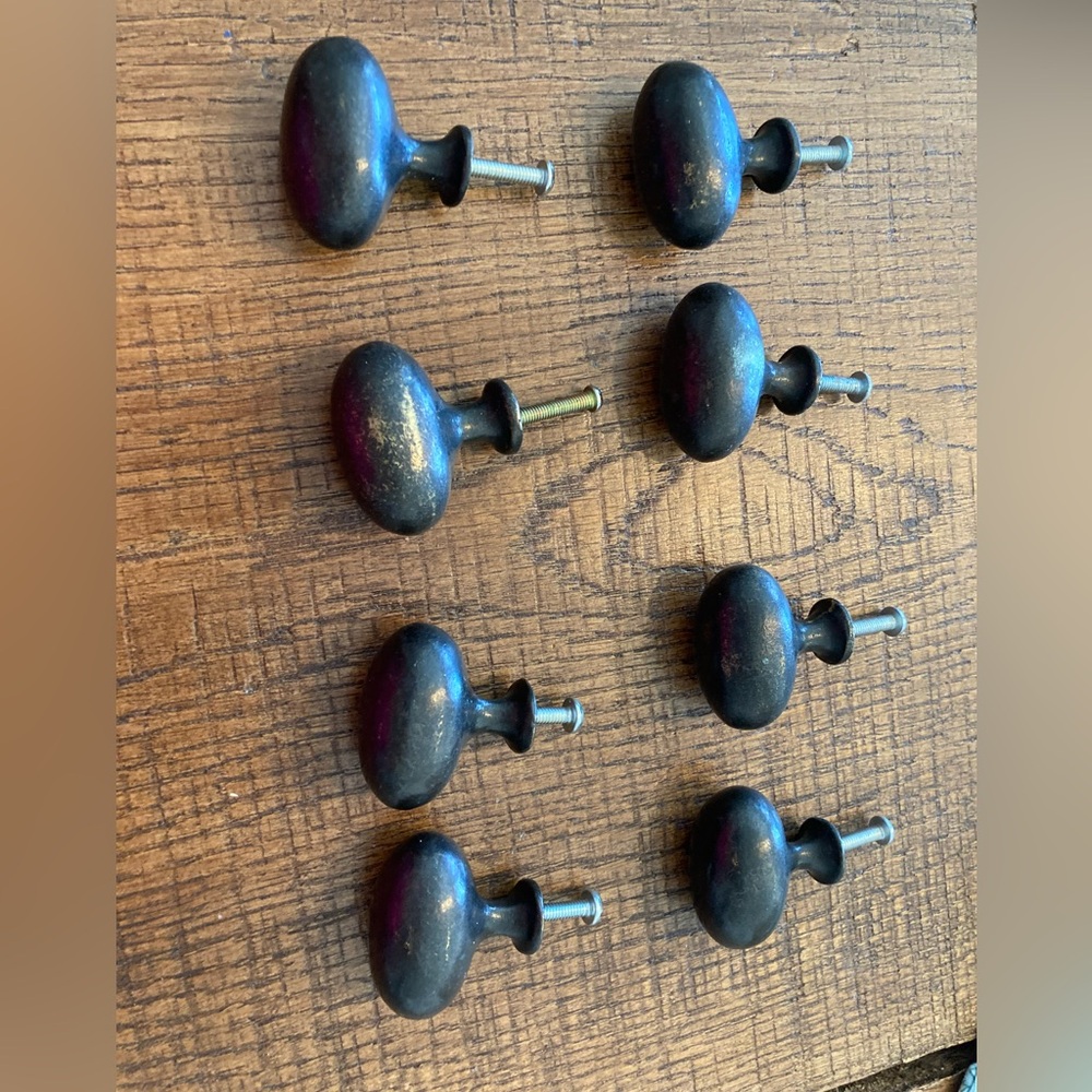 Set of Black Metal Egg Shaped Drawer Knobs